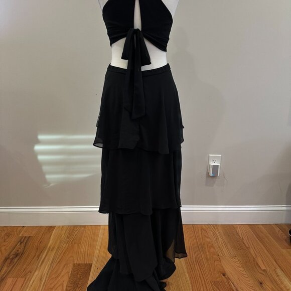 Lulus Tier And Now Black Tie-back Tiered Maxi Dress - Size M - Picture 5 of 13